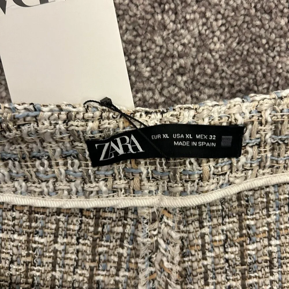 Zara Women's Mini Skort Built-In Shorts Size XL Woven Side Zip Closure NWT - Picture 9 of 14